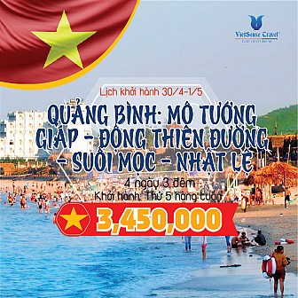 Tour Quảng Bình: Mộ Tướng Giáp – Động Thiên Đường – Suối Moọc – Nhật Lệ - 4 Ngày Tour Quảng Bình: Mộ Tướng Giáp – Động Thiên Đường – Suối Moọc – Nhật Lệ - 4 Ngày