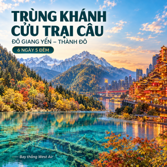 Tour Trùng Khánh – Cửu Trại Câu 6 ngày 5 đêm bay West Air