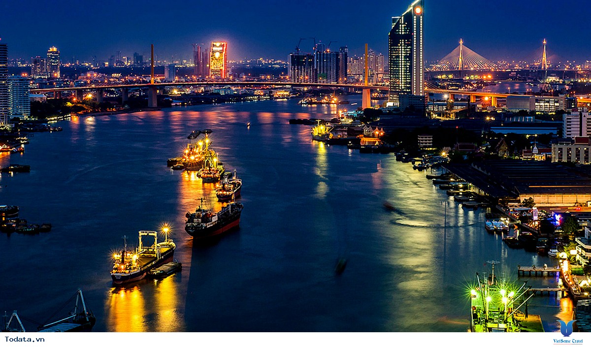 Hình ảnh về đêm ở Sông Chao Phraya, Bangkok, Thái Lan,hinh anh ve ...