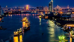 Hình ảnh về đêm ở Sông Chao Phraya, Bangkok, Thái Lan