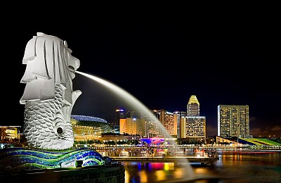 Sư tử biển Merlion biểu tượng của quốc đảo Singapore Sư tử biển Merlion biểu tượng của quốc đảo Singapore