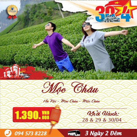 HÀ NỘI - MAI CHÂU - MỘC CHÂU DỊP 30/4 - ƯU ĐÃI ĐẶC BIỆT HÀ NỘI - MAI CHÂU - MỘC CHÂU DỊP 30/4 - ƯU ĐÃI ĐẶC BIỆT