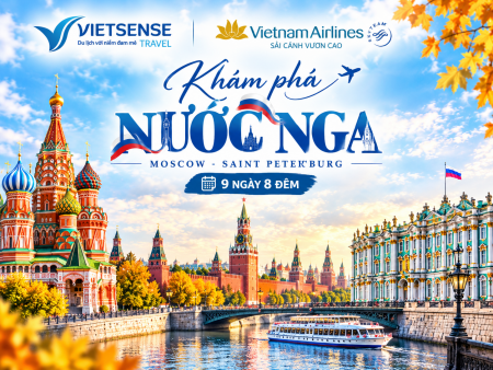 chương trình 9 ngày 8 đêm, bay thẳng Moscow, khởi hành năm 2026.