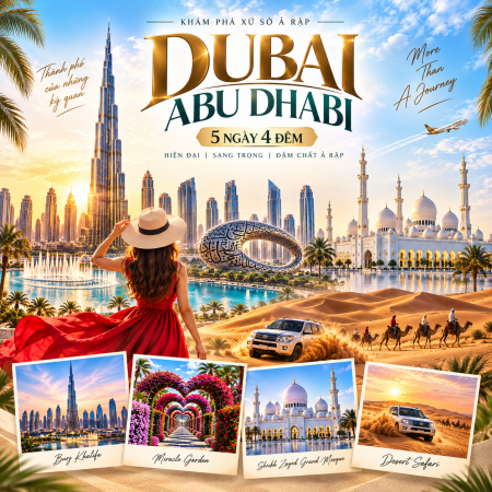 lịch trình Dubai - Abu Dhabi 5 Ngày 4 Đêm. Khởi hành từ Hà Nội