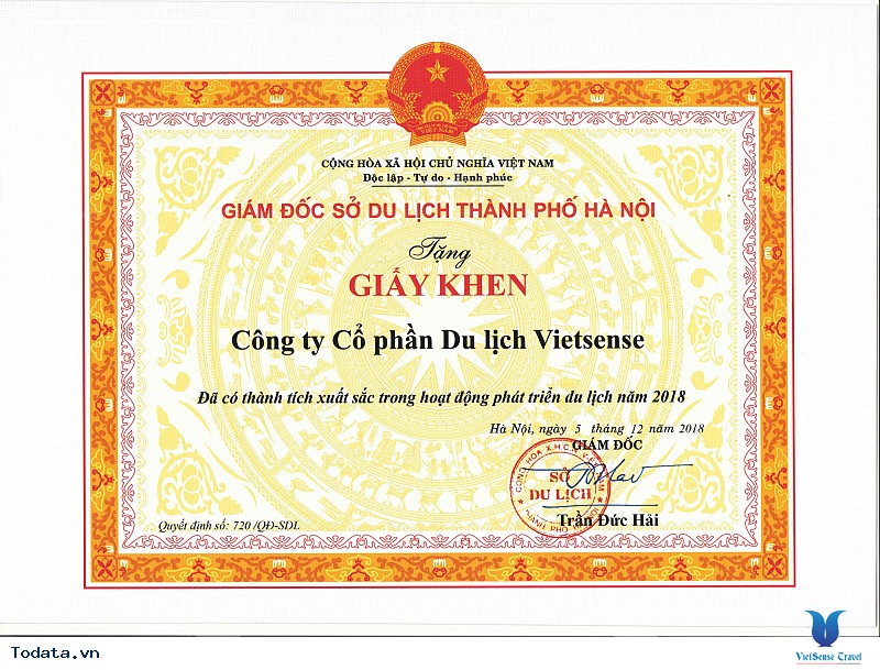 VietSense Travel Nhận Được Bằng Khen Của Sở Du Lịch Vì Có Thành Tích Xuất Sắc 2018 - Ảnh 2