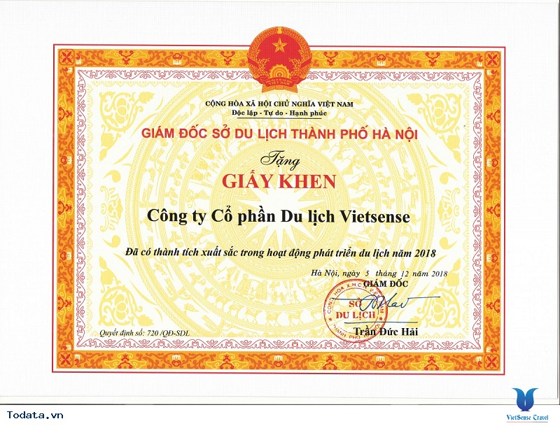 VietSense Travel Vinh Dự Được Giám Đốc Sở Tặng Giấy Khen Năm 2018 - Ảnh 2 VietSense Travel Vinh Dự Được Giám Đốc Sở Tặng Giấy Khen Năm 2018 - Ảnh 2