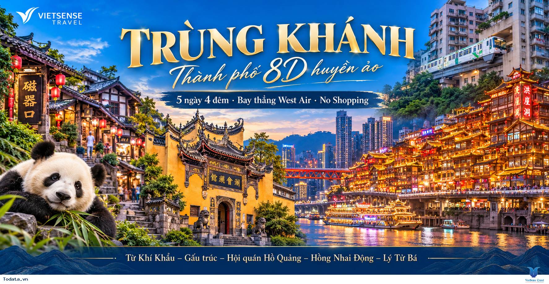Tour Trùng Khánh 5 ngày 4 đêm bay thẳng West Air No Shopping - Ảnh 1